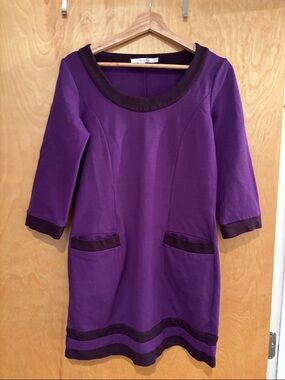 Boden Purple Mini Dress with Dark Trim - perfect for fall/winter